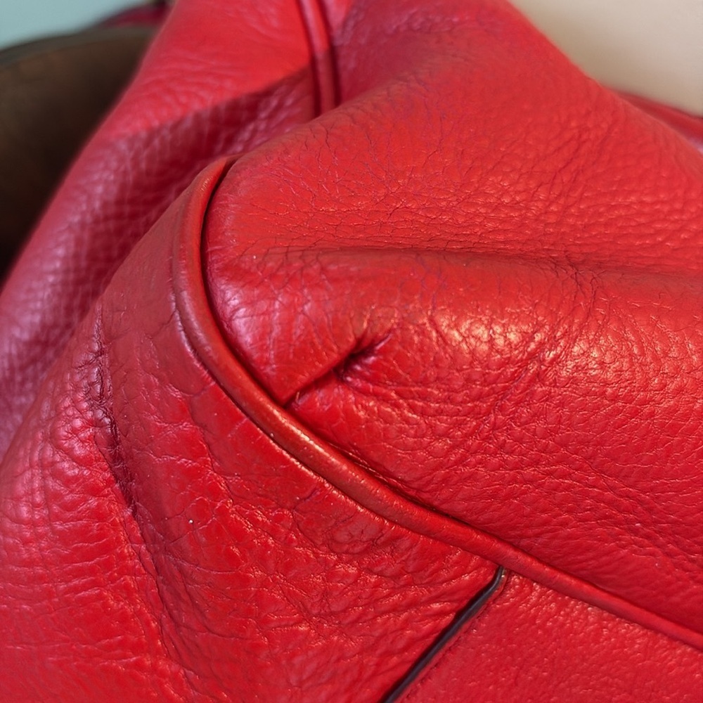 Marc Jacobs satchel shoulder /Crossbody bag leather holiday red 3 compartment - Picture 10 of 17